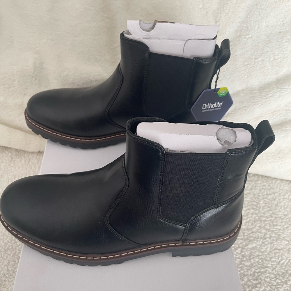 NEW Sonoma Good for Life Black vegan leather boots Sz 8 Wide w/Ortholite eco